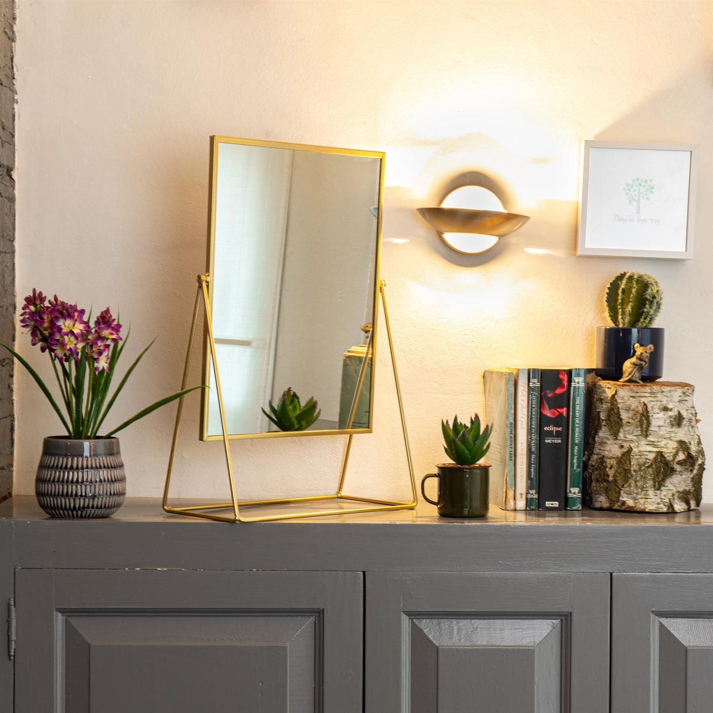 32cm x 50cm Gold Square Dressing Table Mirror