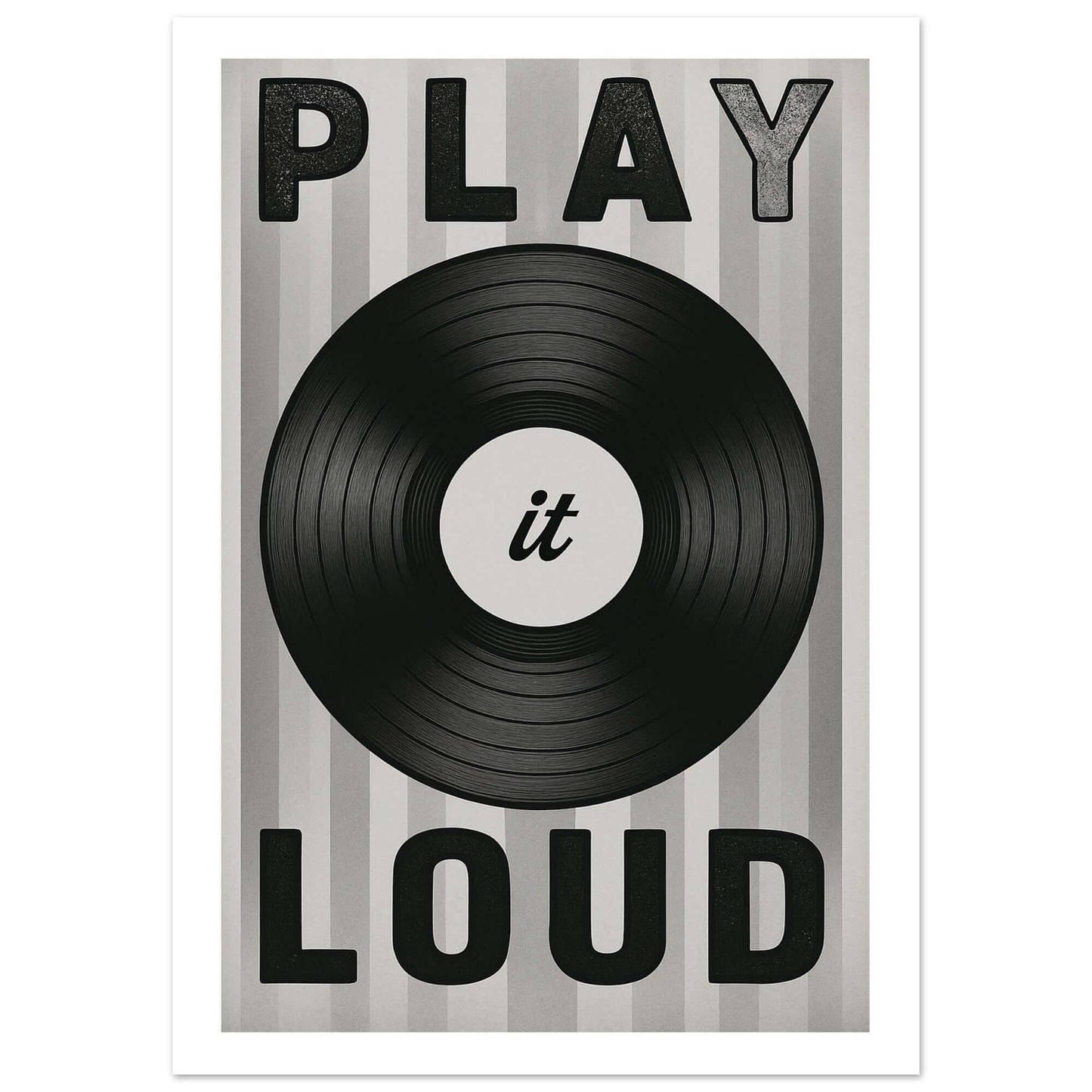 Play It Loud Vinyl Record Wall Art – Retro Music Poster for Studio & Home Decor