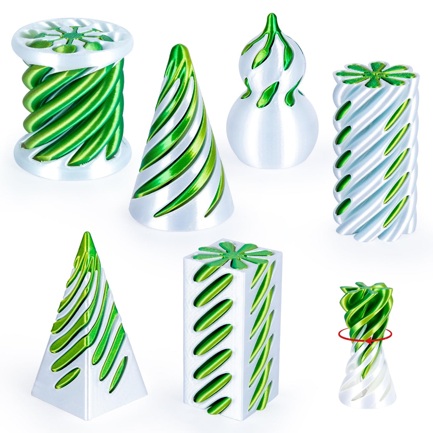 3Dgenius 6 Pack Spiral Cone Fidget Toys — 3D Printed Passthrough Fidgets for Focus