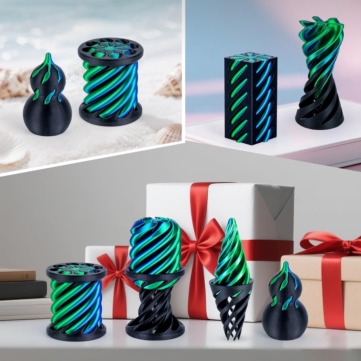 3Dgenius 6 Pack Spiral Fidget Toys | 3D Printed Fidgets for Focus, Relaxation & Anxiety