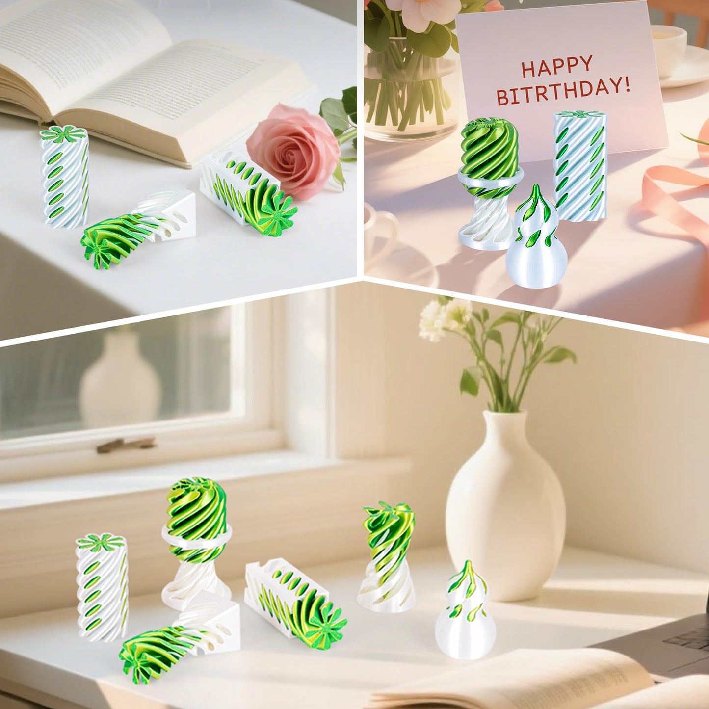 3Dgenius 6 Pack Spiral Cone Fidget Toys — 3D Printed Passthrough Fidgets for Focus