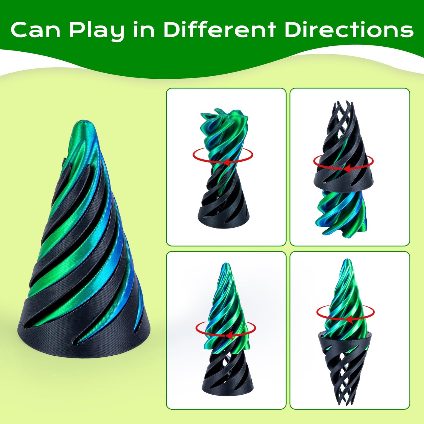 3Dgenius 6 Pack Spiral Fidget Toys | 3D Printed Fidgets for Focus, Relaxation & Anxiety