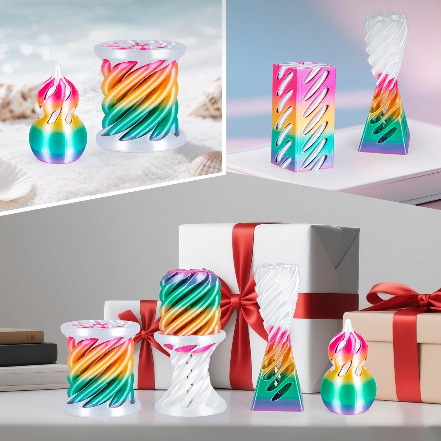 3Dgenius 6-Pack Spiral Fidget Toys | 3D Printed Impossible Cone, Pyramid & More
