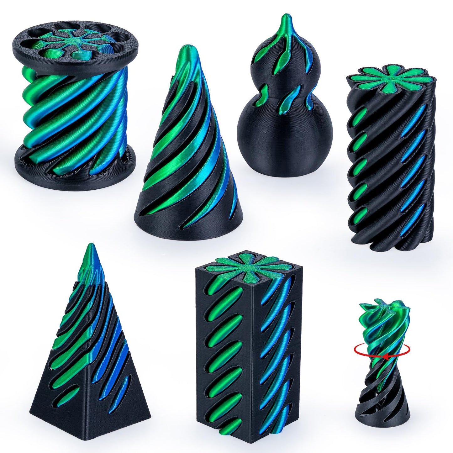 3Dgenius 6 Pack Spiral Fidget Toys | 3D Printed Fidgets for Focus, Relaxation & Anxiety