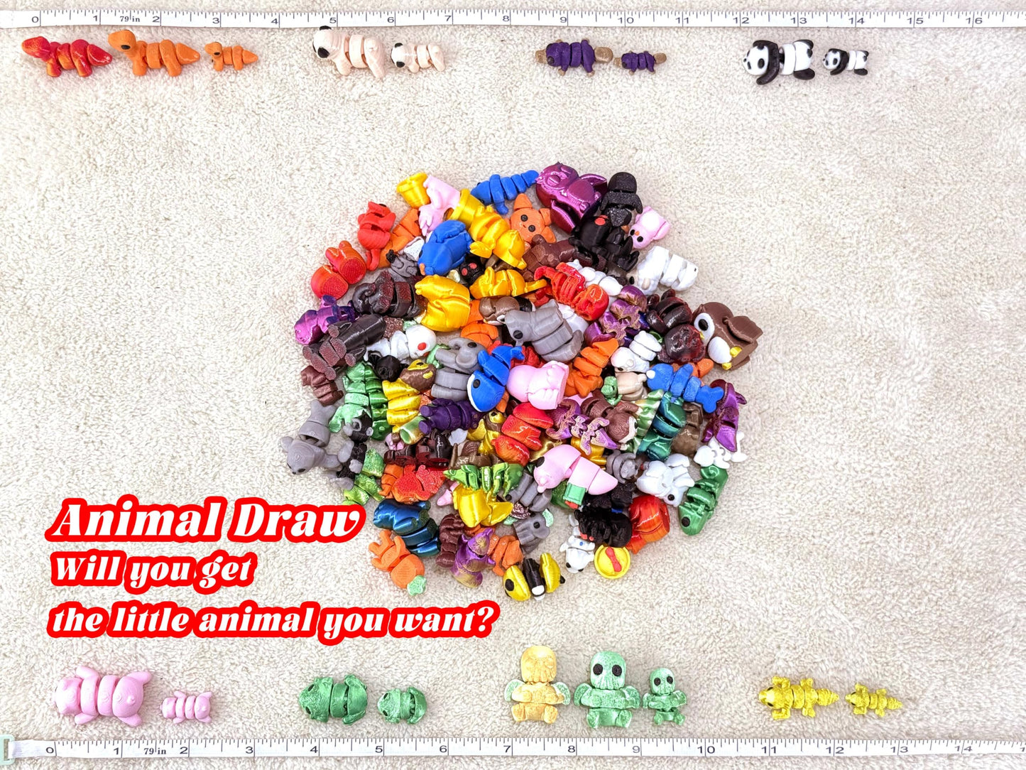 150Pcs Random 3D Printed Animal Figurines – Articulated Fidget Toys & Gift Pack