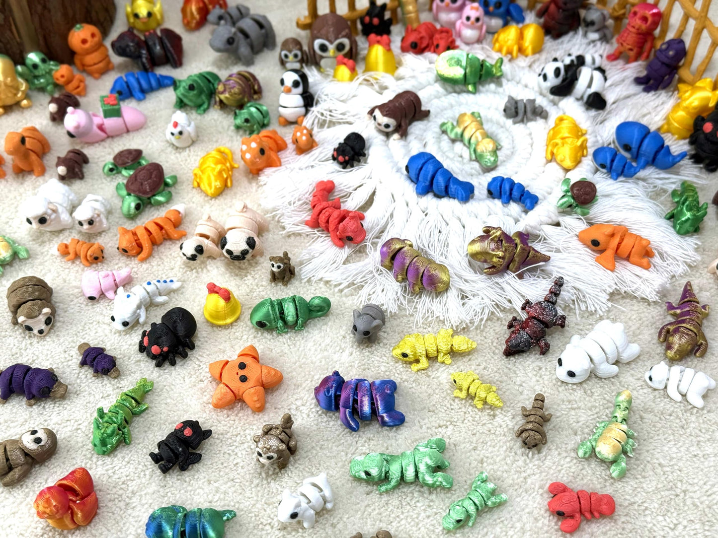 150Pcs Random 3D Printed Animal Figurines – Articulated Fidget Toys & Gift Pack