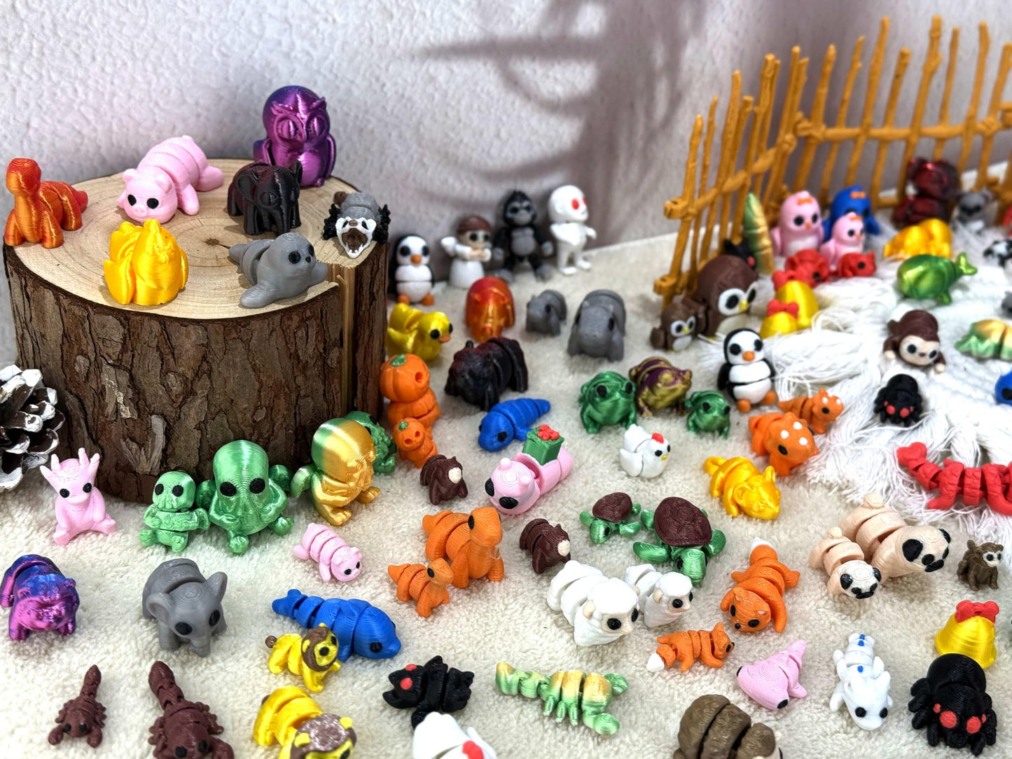 150Pcs Random 3D Printed Animal Figurines – Articulated Fidget Toys & Gift Pack
