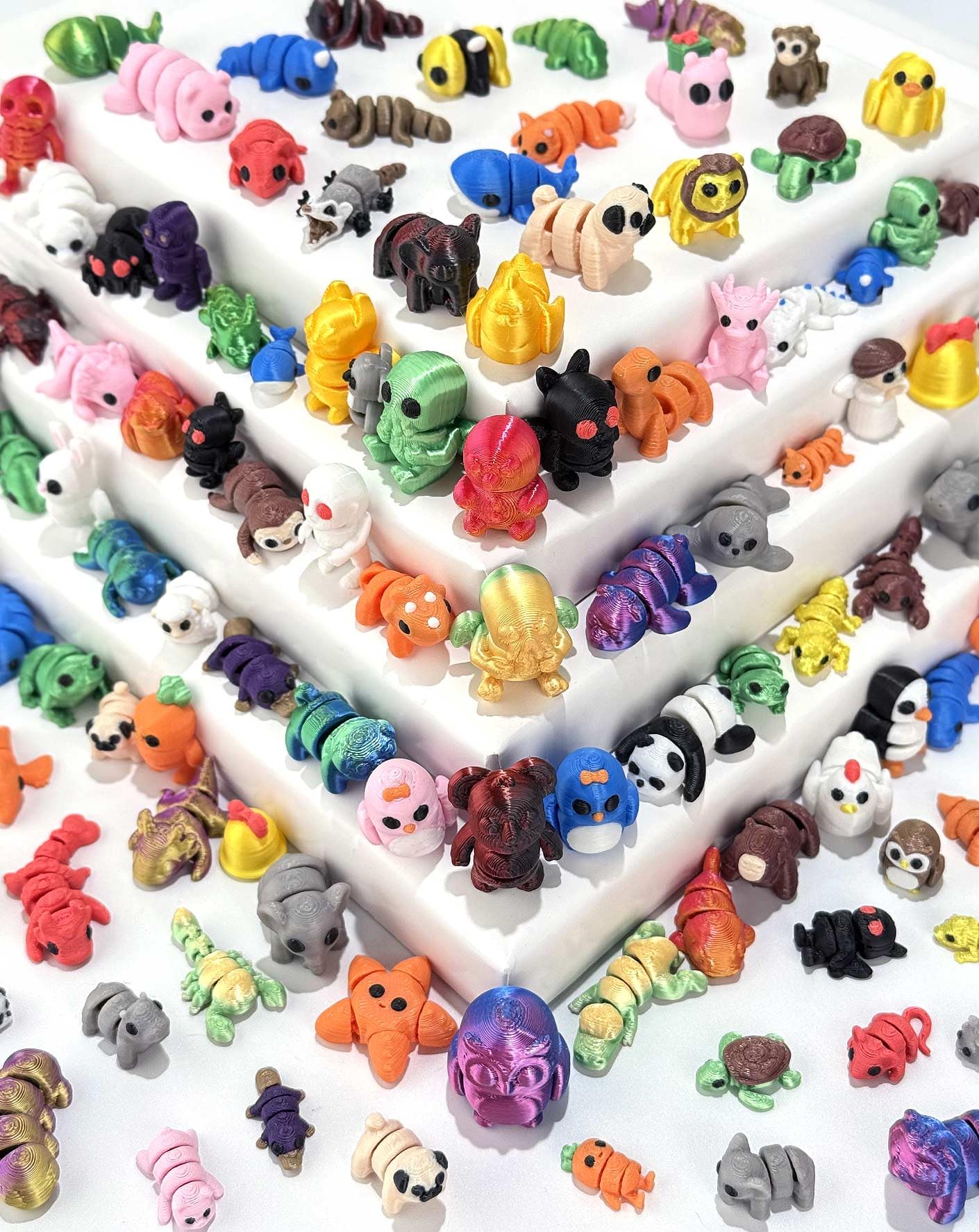 150Pcs Random 3D Printed Animal Figurines – Articulated Fidget Toys & Gift Pack