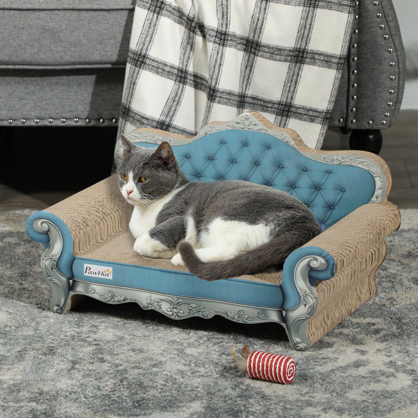PawHut 2 in 1 Cardboard Cat Scratching Board with Catnip for Indoor Cats