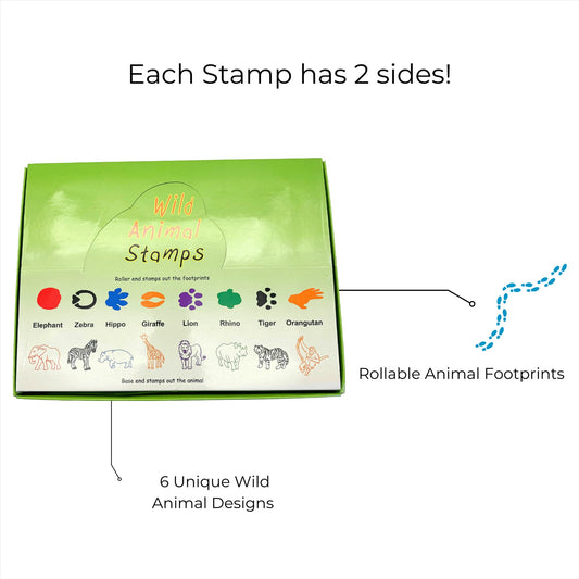 Double Sided Self Inking Wild Animal Stamper with Roller (single)