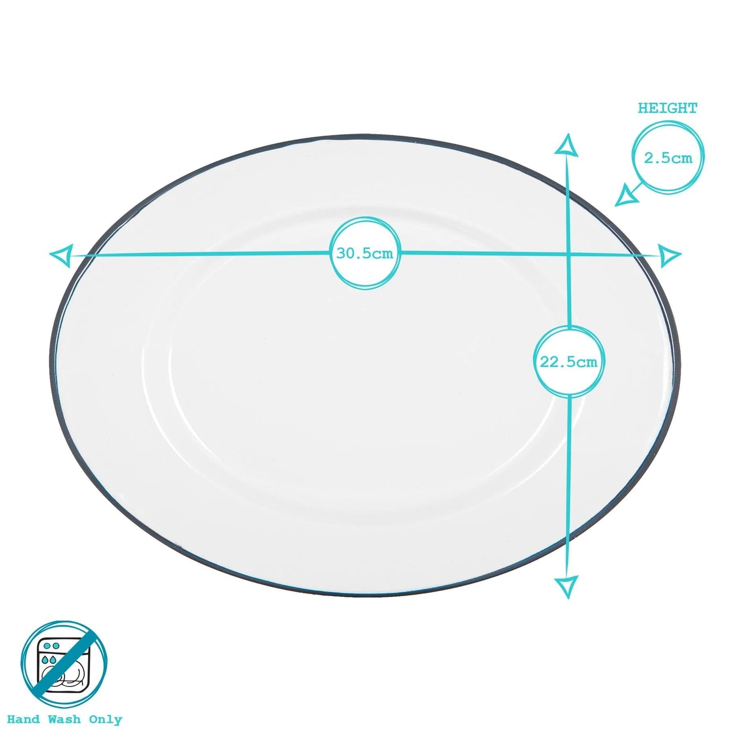 White Enamel Serving Platter - 30cm x 22cm