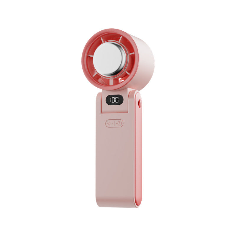 Folding Refrigeration Handheld Turbine High-speed Fan Digital Display Ice Compress Portable Outdoor Halter Fan