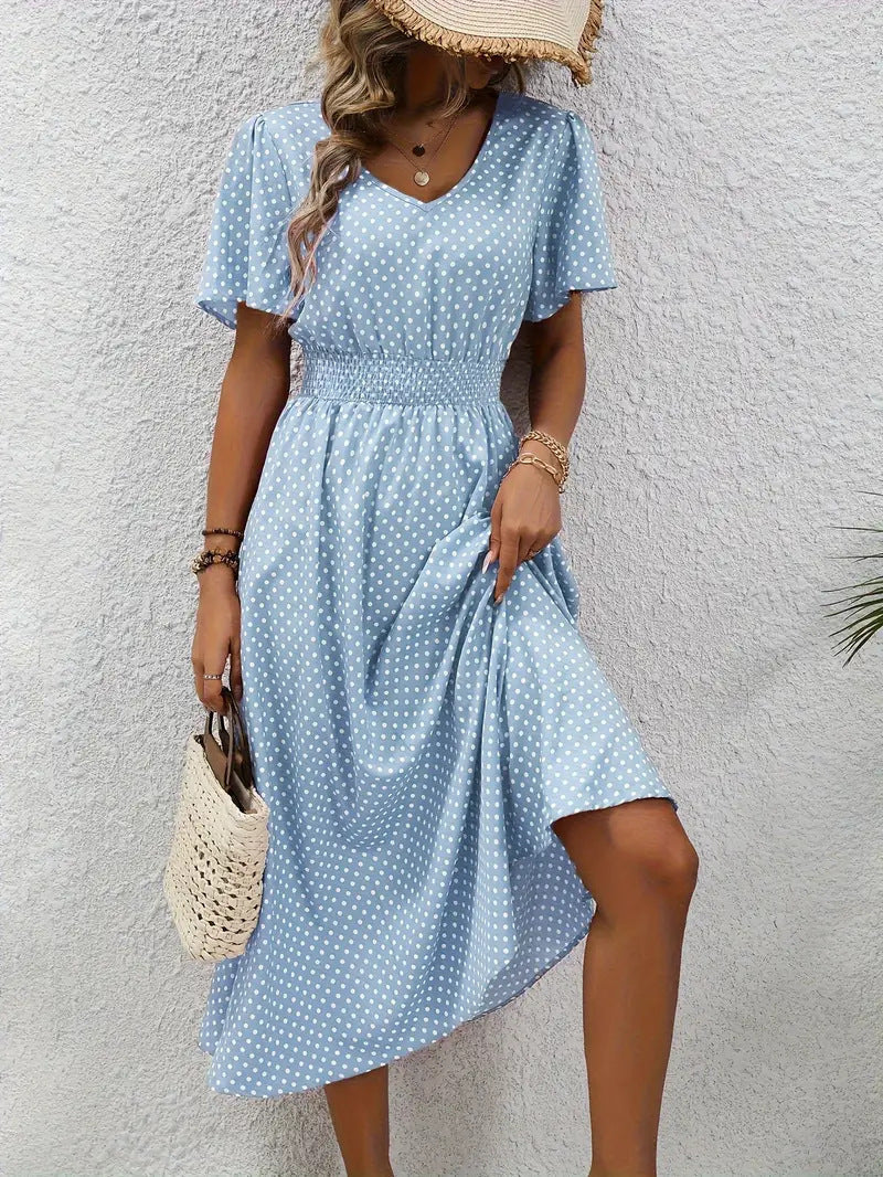 Women's Small Floral Print Short Sleeve Dress