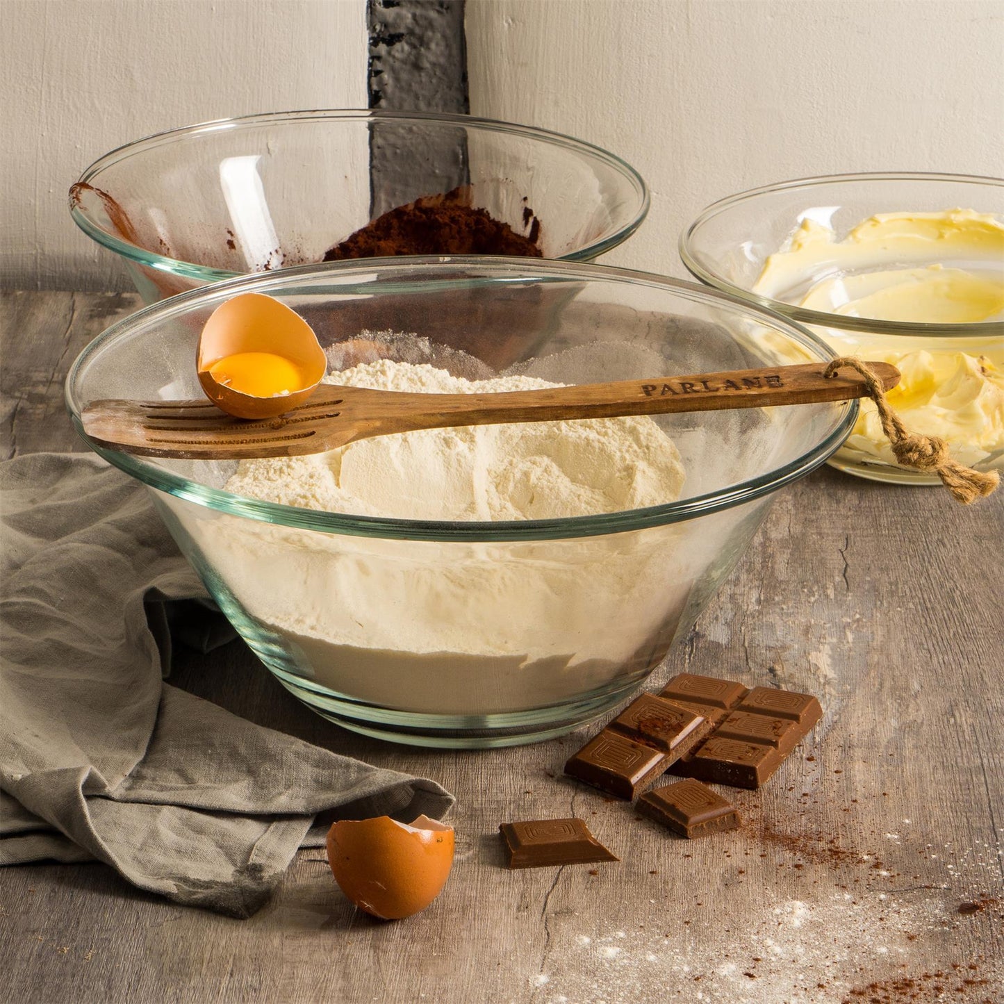 4L Clear Mr Chef Glass Nesting Mixing Bowl