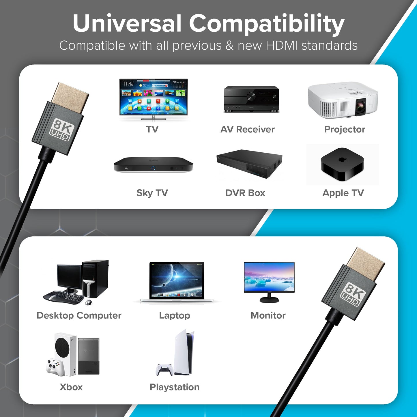 Maplin HDMI to HDMI 8K Ultra HD Coiled Cable - Black, 1m