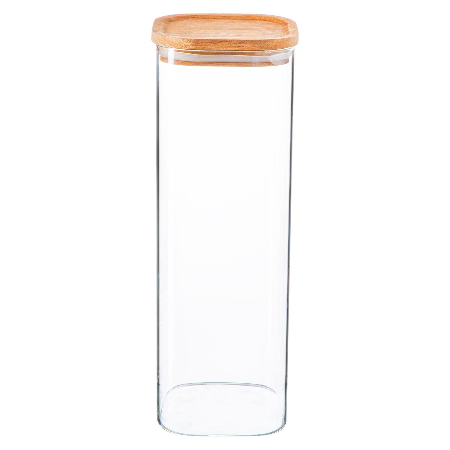 2.2L Square Glass Storage Jar with Wooden Lid
