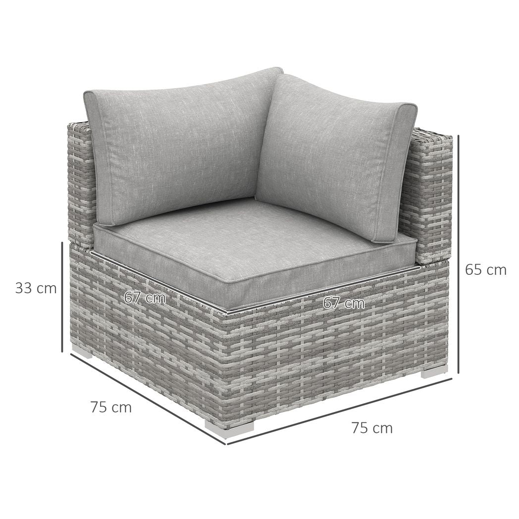 PE Rattan Wicker Corner Sofa Garden Furniture Single Sofa Chair w/ Cushions