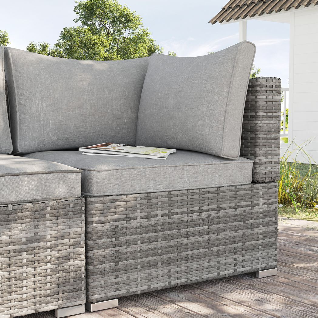 PE Rattan Wicker Corner Sofa Garden Furniture Single Sofa Chair w/ Cushions