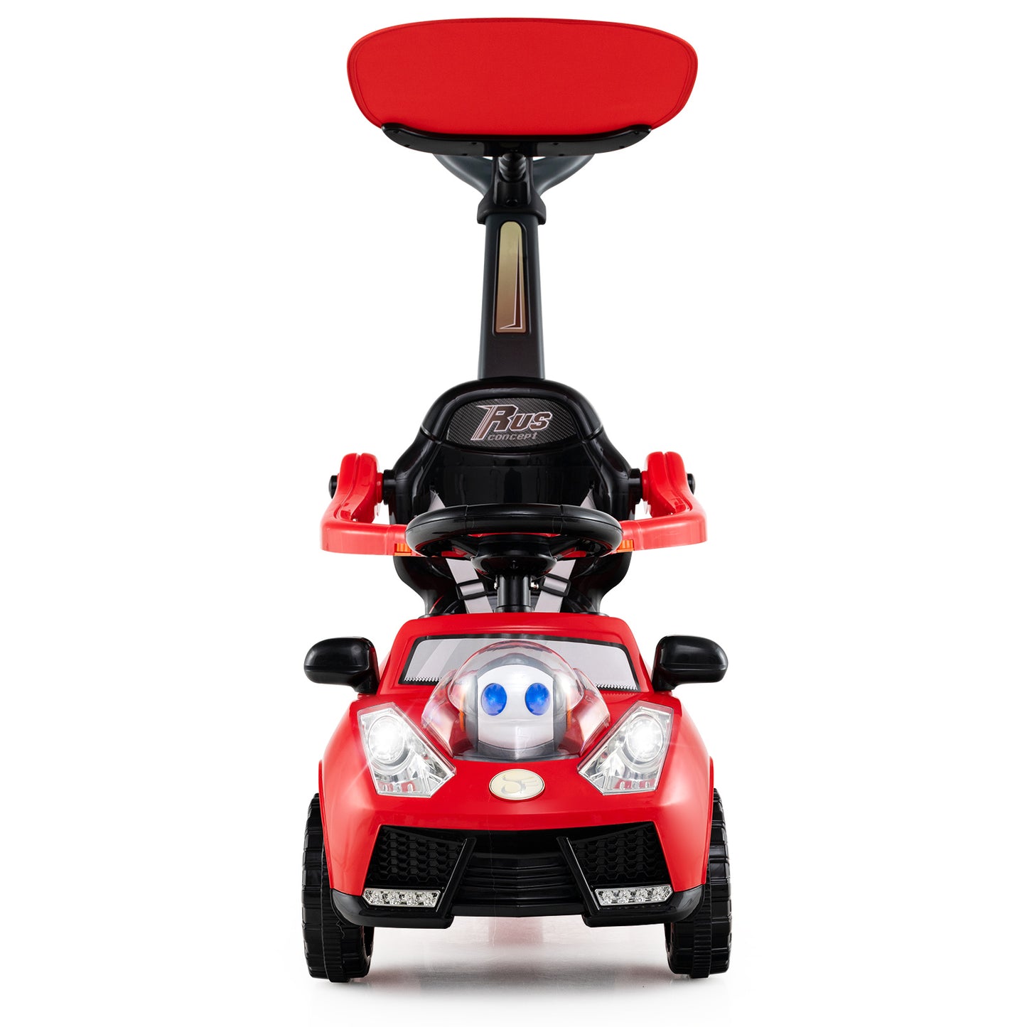 3-in-1 Push Car for Toddler Sliding Car with Seat Belt and Canopy-Pink