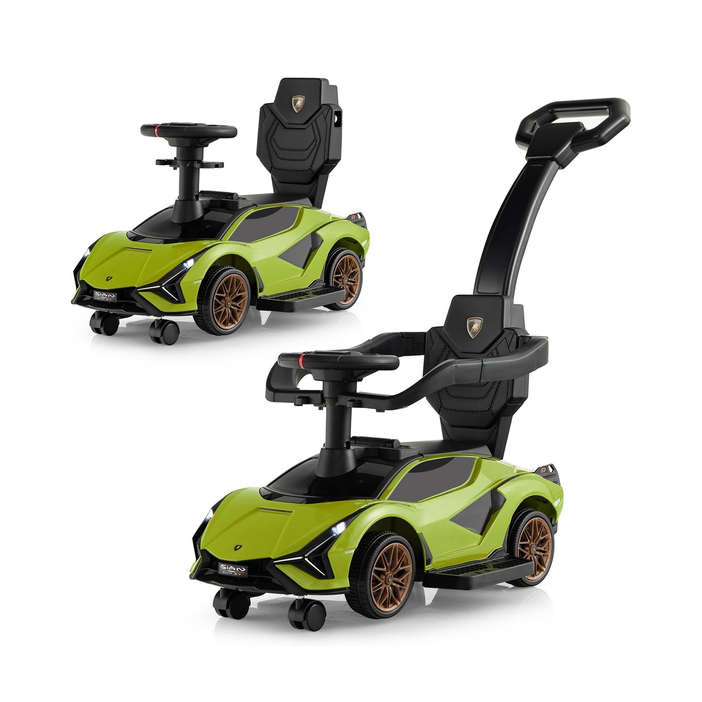 3-in-1 Ride On Push Car with Removable Guardrails and Handle-Black