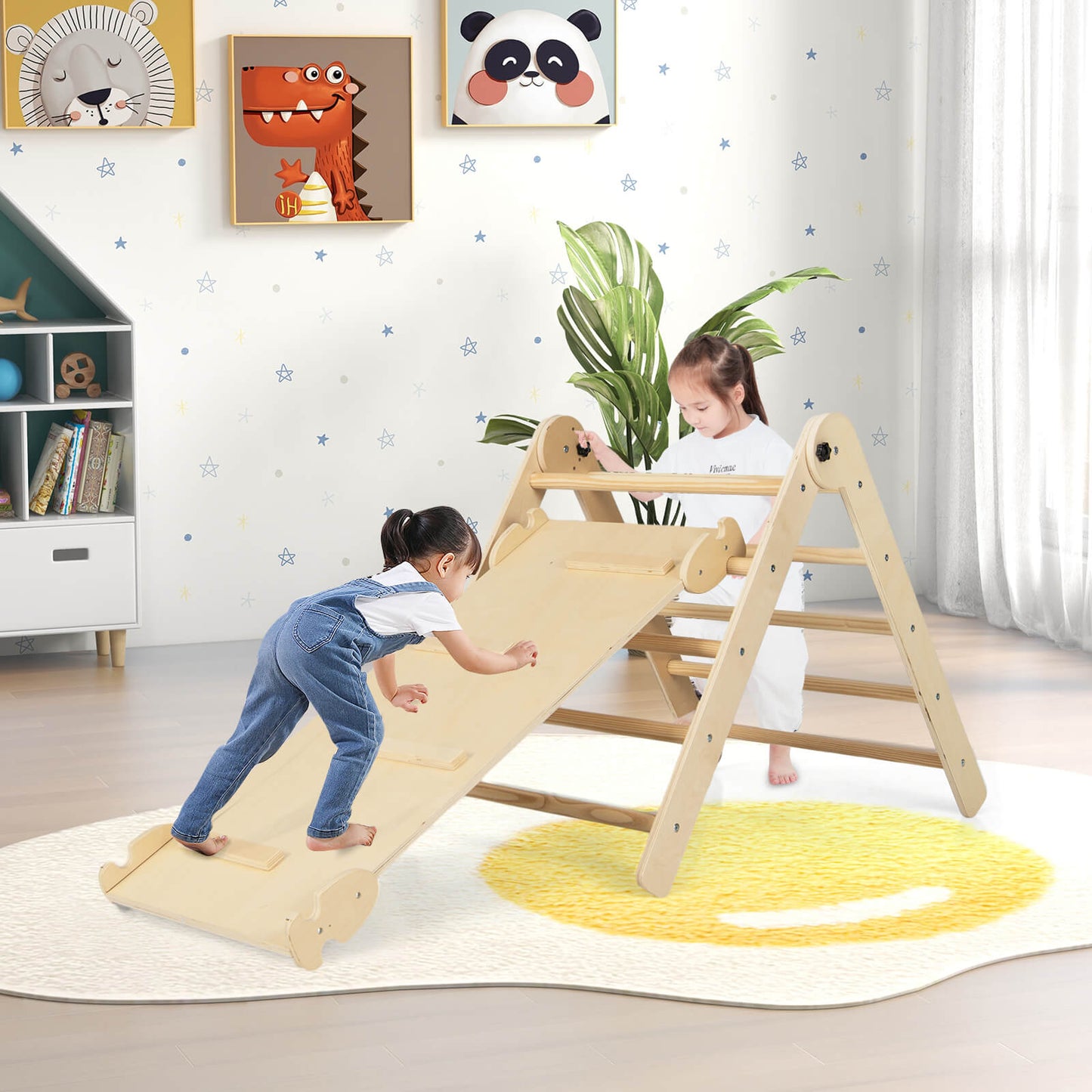 3-in-1 Triangular Climbing Toys Foldable Triangle Set for Toddlers-Colourful