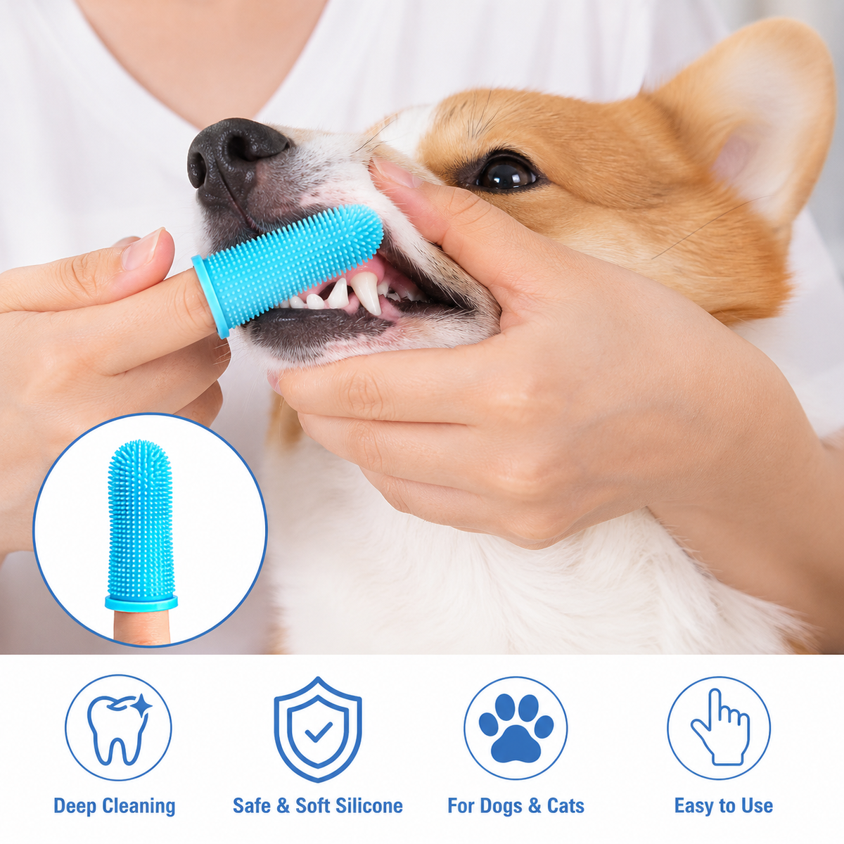 Silicone Pet Finger Toothbrushes | Soft Dog & Cat Dental Care Brush Set
