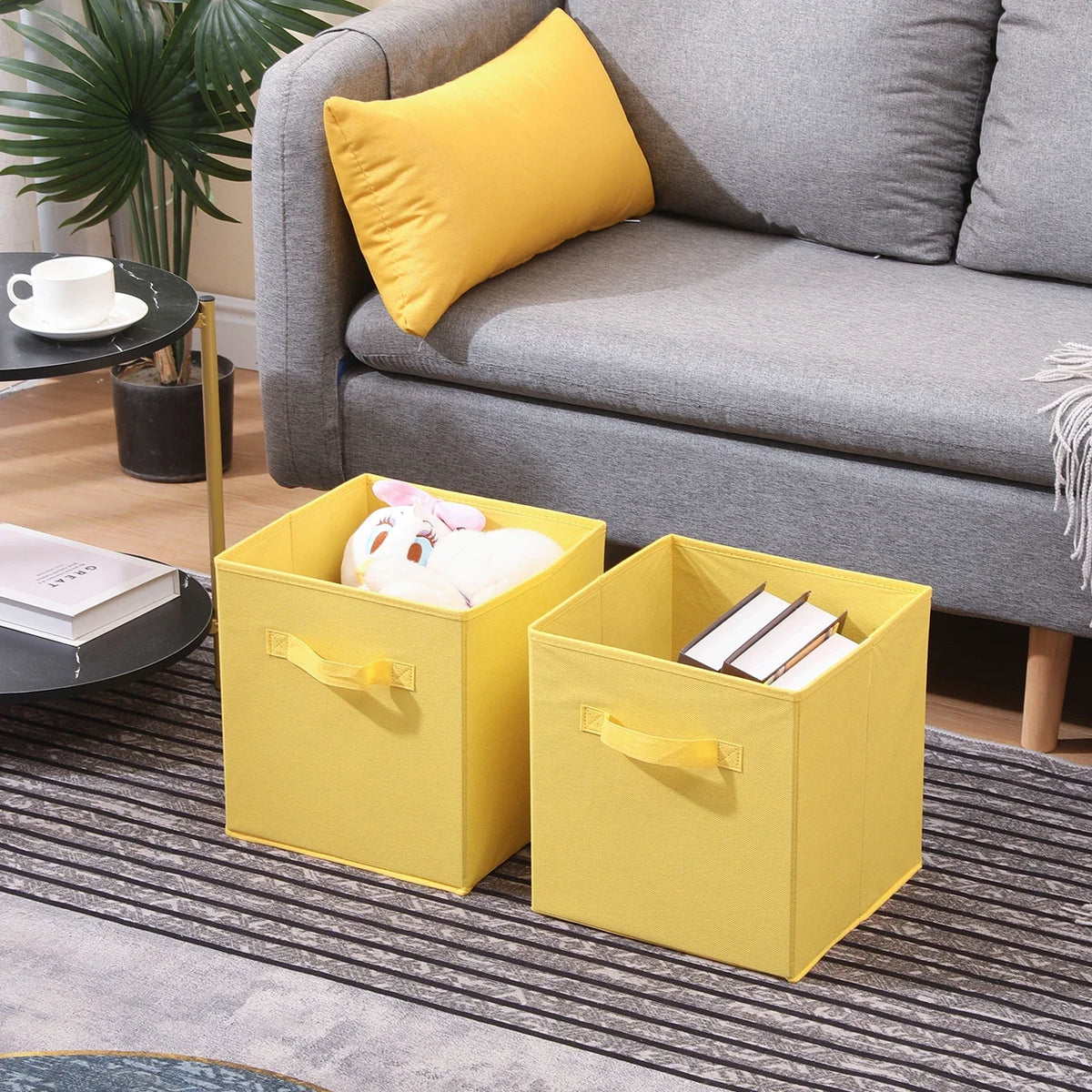 Pack of 4 Foldable Fabric Storage Organisers Cubes Boxes Wardrobe Home Organiser