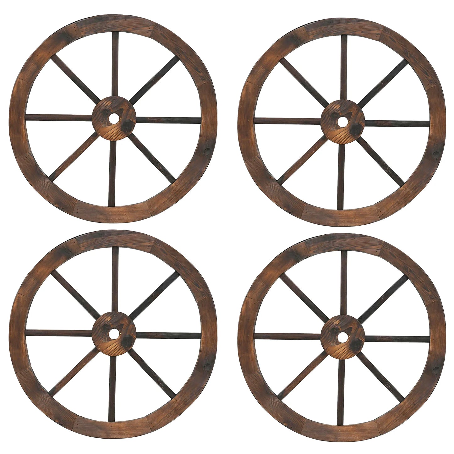 4 Pieces Rustic Wood Wagon Wheels for Party Bar Garage Home Garden