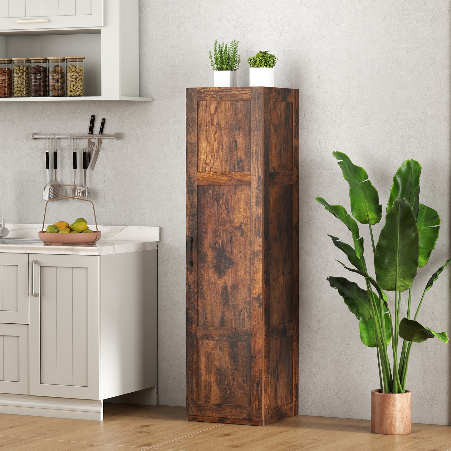 150 cm Tall 4-Tier Freestanding Storage Floor Cabinet-White