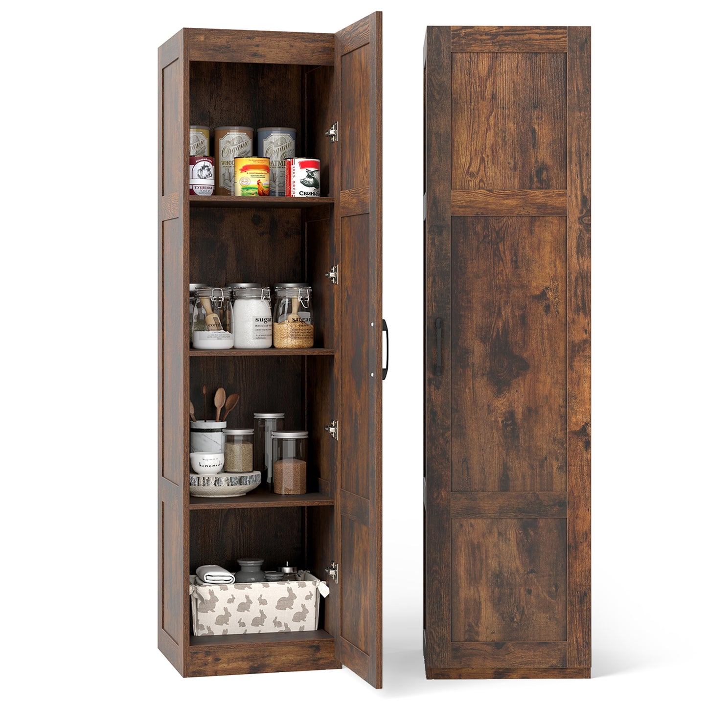 150 cm Tall 4-Tier Freestanding Storage Floor Cabinet-White