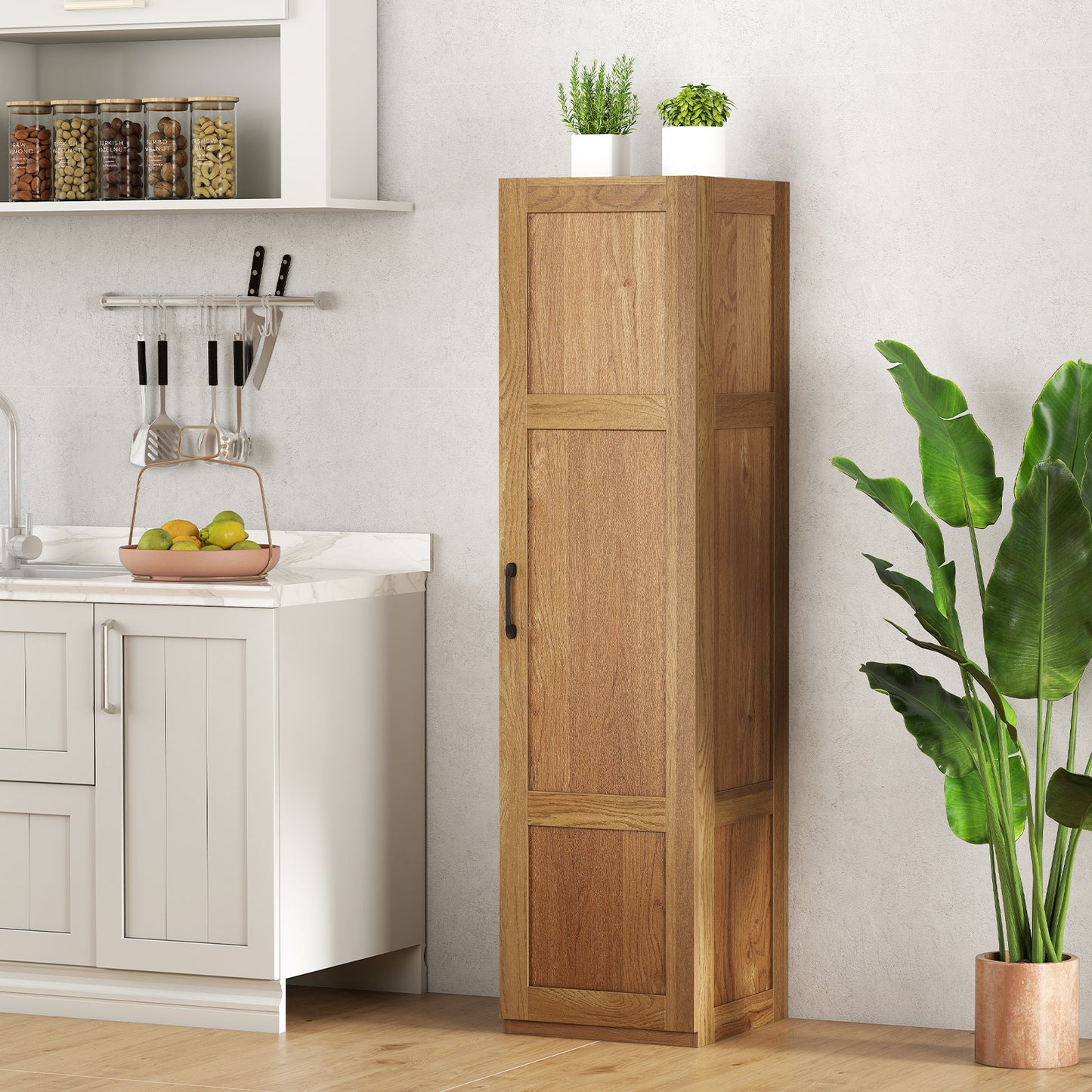 150 cm Tall 4-Tier Freestanding Storage Floor Cabinet-White