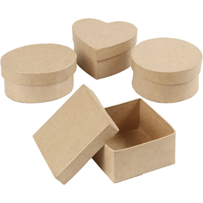 4 Assorted Boxes Natural Paper Mache Card Boxes Gift Storage Decorate Personalize