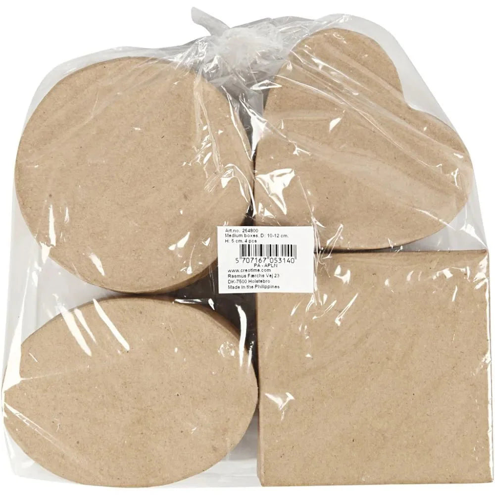 4 Assorted Boxes Natural Paper Mache Card Boxes Gift Storage Decorate Personalize