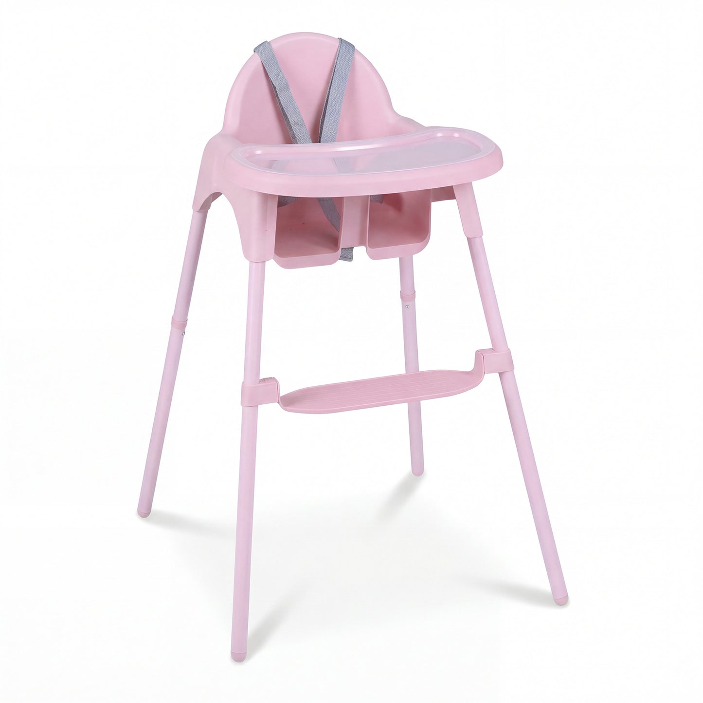4-in-1 Convertible Baby High Chair with 2 Heights Removable Double Tray-Blue