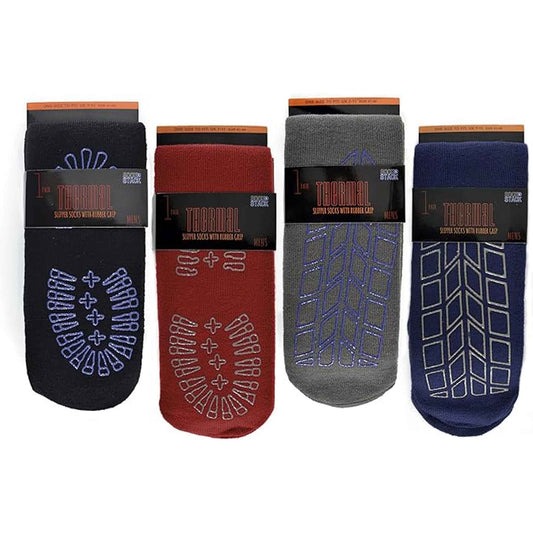 4 Pairs Mens Thermal Slipper Socks Non Slip Grips Thick Fleece Lined Winter Socks Cozy House Socks Perfect Gift by Sock Stack