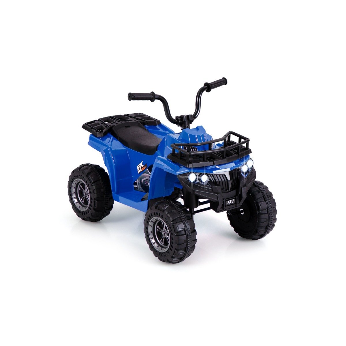 6V 4-Wheeler Quad Car with One-Button Start and Tread Tires-Black