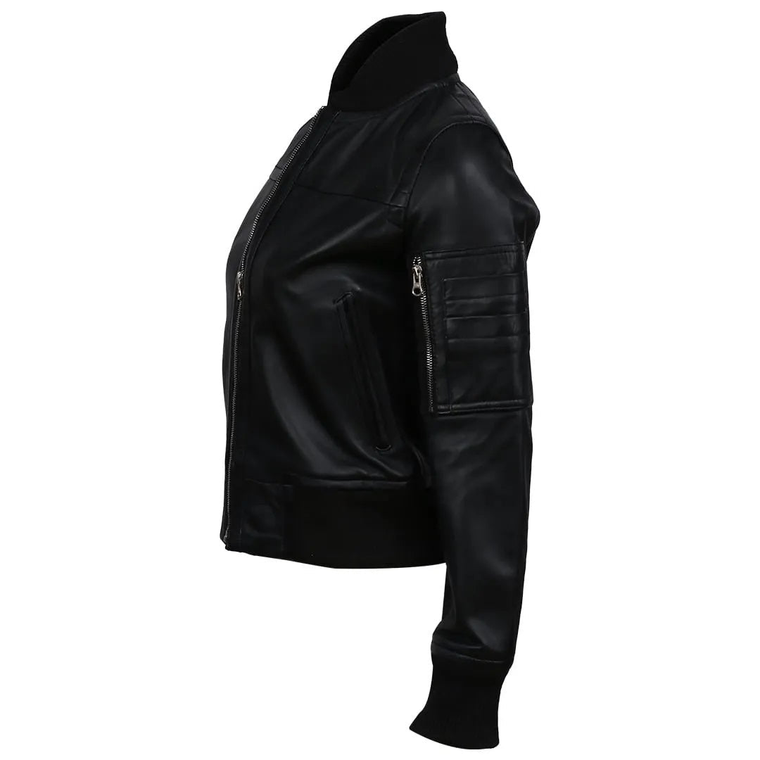 Women's Sheep Leather Dual-Zip Bomber