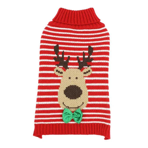Happy Pet Christmas - Reindeer Stripe Sweater M/L