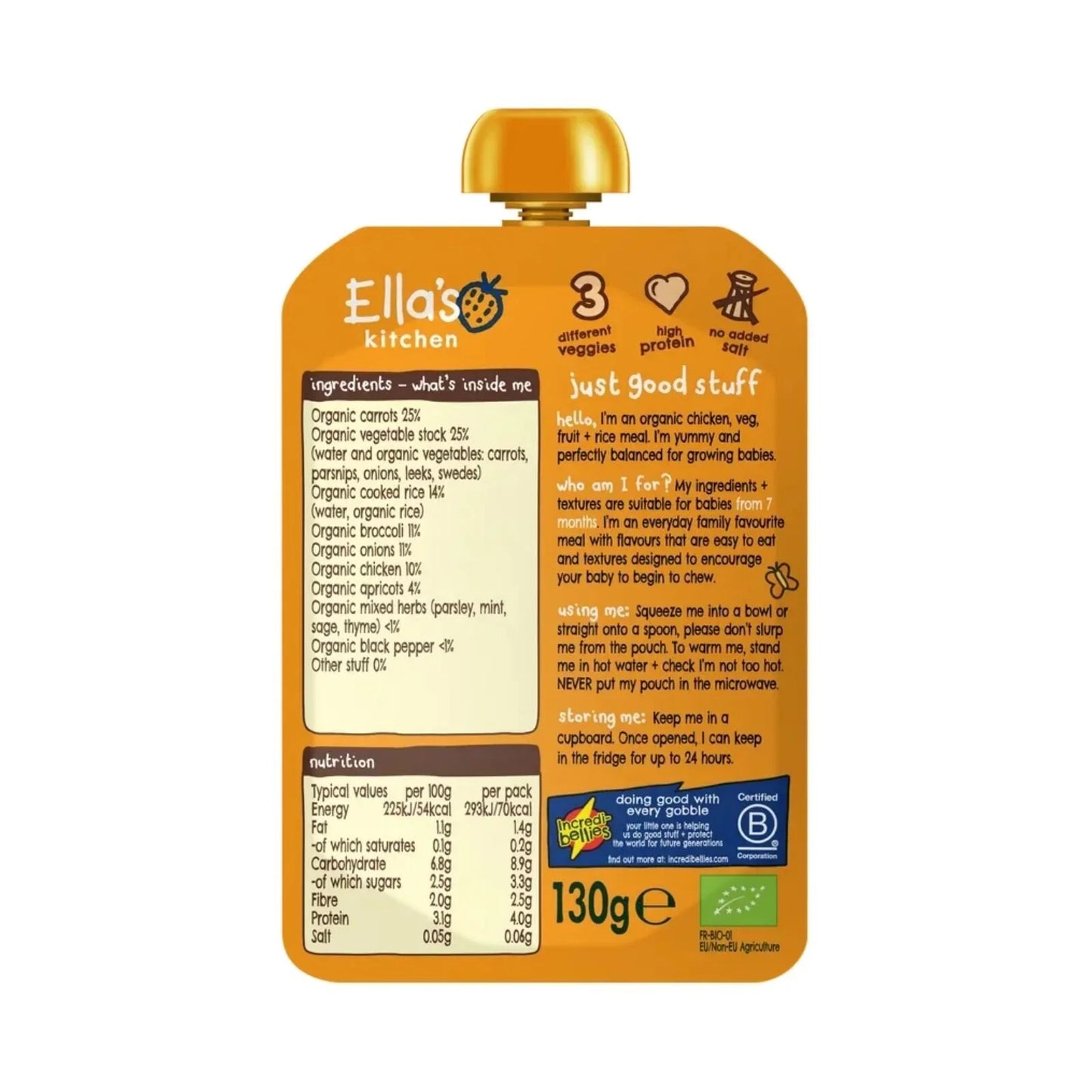 Ella's Kitchen Chicken Casserole with Rice 7+ months 130g