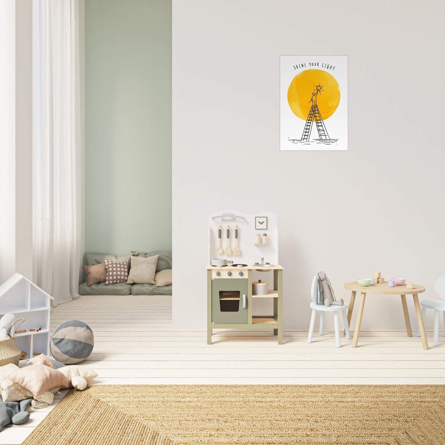 Shine Your Light Poster - Minimalist Inspirational Wall Art - Motivational Print for Home & Office Decor