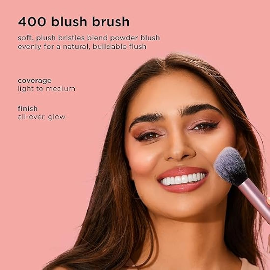 Real Techniques Ultra Plush Blush Makeup Brush, For Loose, Cream, or Pressed Blush, Rosy Glow Cheeks, Fluffy Powder Brush, Aluminum Ferrules, Synthetic Bristles, Vegan and Cruelty Free, 1 Count