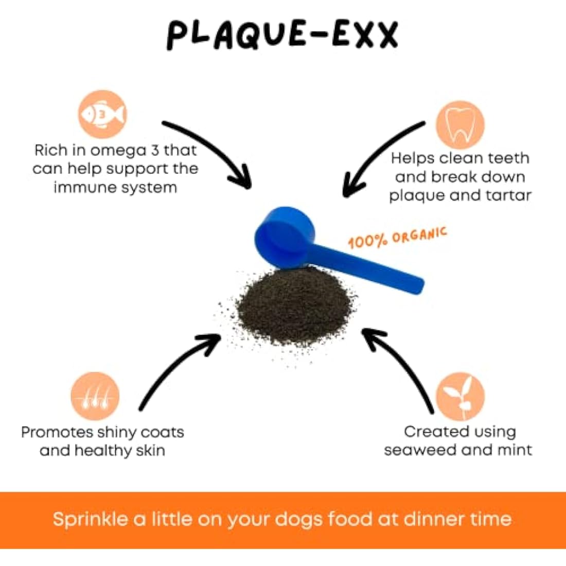 PlaqueExx Plaque and Tartar Remover for Dogs and Cats - Takes Plaque Off Your Pets Teeth PLUS No More Bad Breath - Teeth & Gum Dental Care Formula With Added Mint Powder (100g)