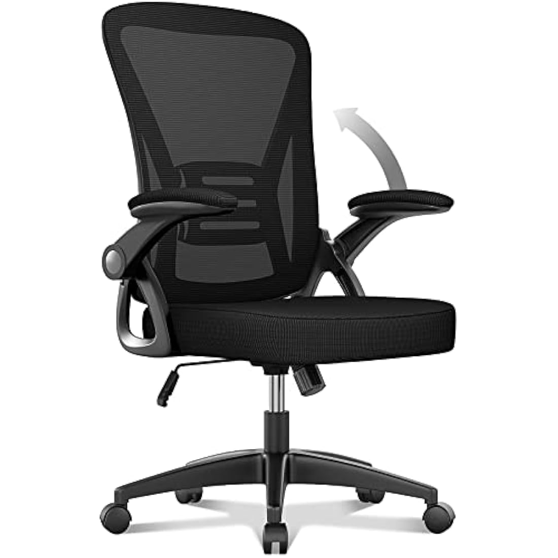naspaluro Office Chair Ergonomic Desk with 90° Flip-up Armrest Lumbar Support, Height Adjustable Chair, Executive Swivel Computer Padded Seat Cushion for Home/Office