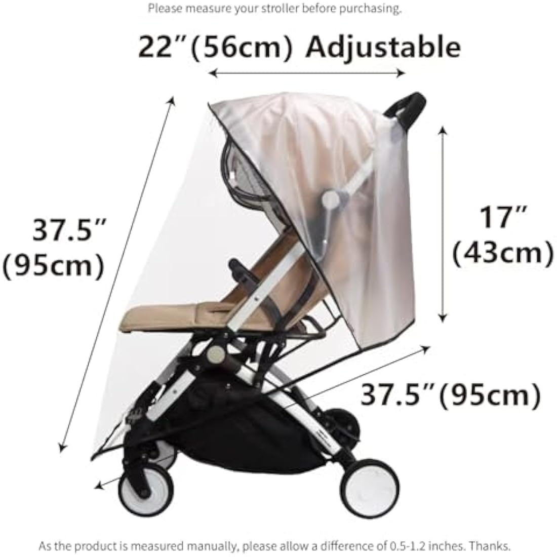 Bemece Universal Rain Cover for Pushchair Stroller Buggy Pram, Baby Travel Weather Shield