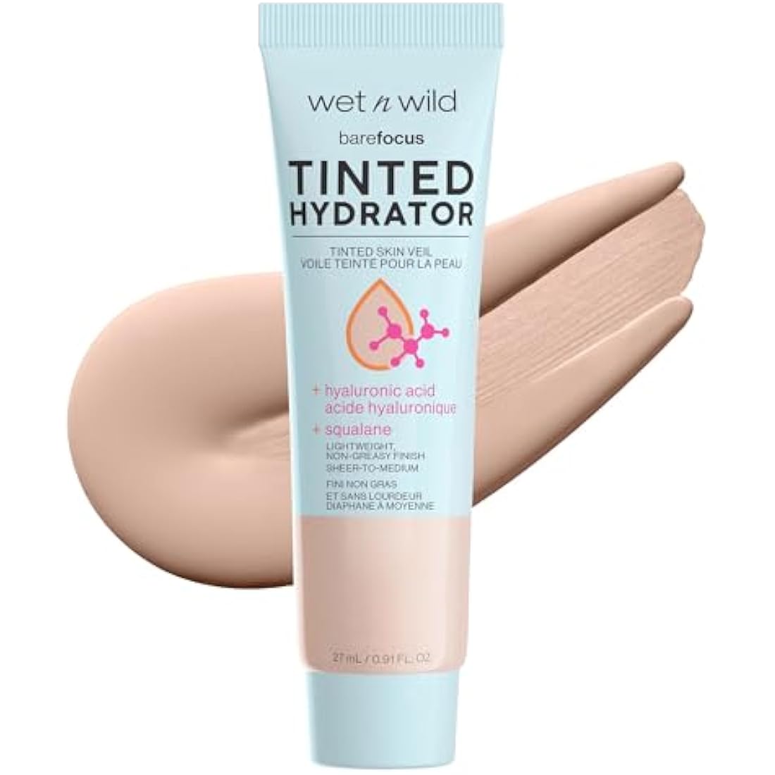 Wet n Wild, Bare Focus Tinted Hydrator, Tinted Moisturiser with Hyaluronic Acid, Lightweight Formula with Semi-Matte Finish for Oily Skin, Sheer to Medium Coverage, Fair