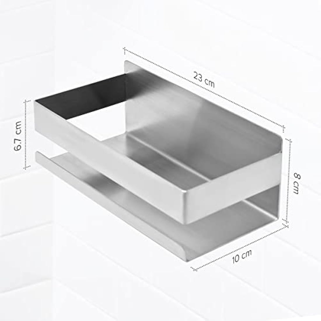 Joejis Shower Caddy No Drill - Strong 3M Self Adhesive No Drill Wall Mounted Shelf - Stainless Steel - Tidy Shampoo Gel Storage Basket - Shower Organiser (2 Pack Silver)