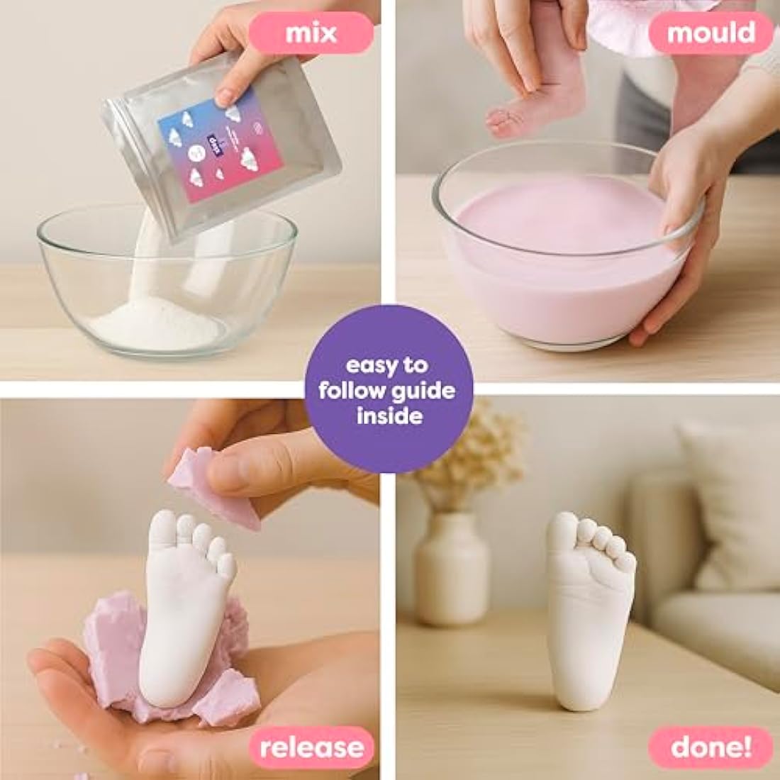 Chuckle Baby Handprint Footprint Casting Kit, 3D Moulding Gift Set, Memories, Keepsakes, For Kids or Newborn, Baby Shower Presents