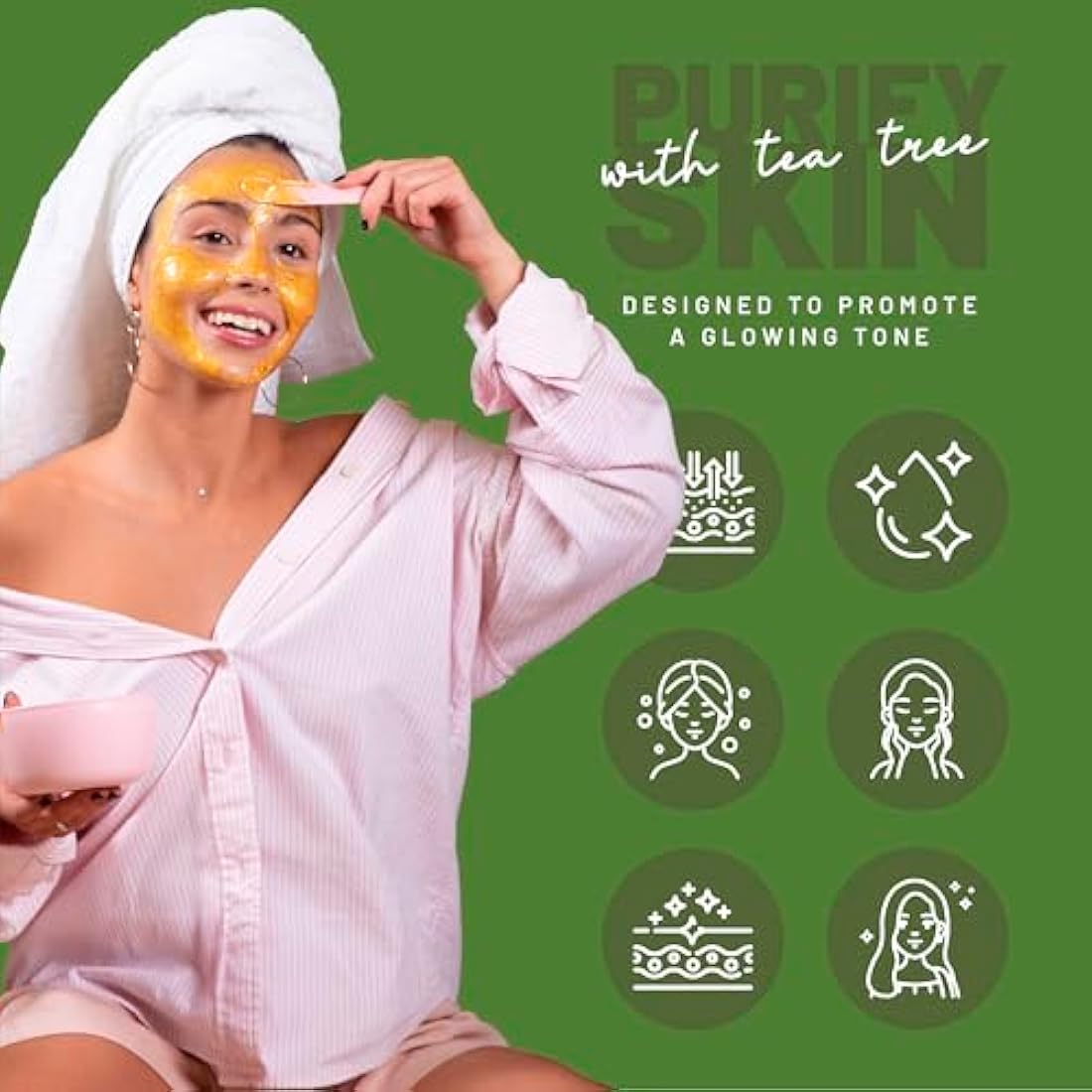 BRÜUN Peel-Off Tea Tree Jelly Mask for Face Care – A 23 fl oz Rubber Mask Jar for 30 to 35 Treatments – A Skin Care Moisturizing Gel Mask of Spa Set for Men, Women and Adults