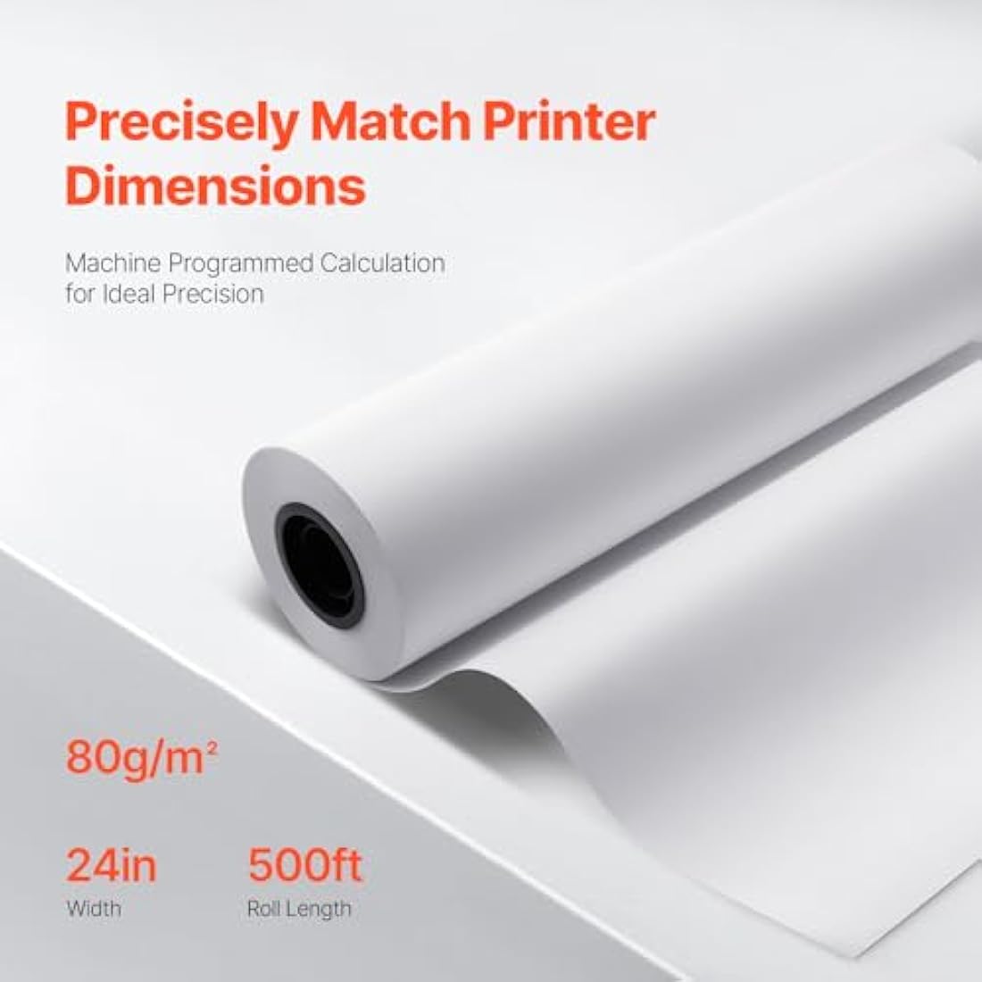 VEVOR Wide Format Paper, 24 in x 500 ft Plotter Paper, 2 Rolls CAD Bond Rolls with 3 in Core, 20 LB Bond Paper Rolls, Idea for CAD Drawings, Engineering Plans, GIS Maps & Architectural Designs