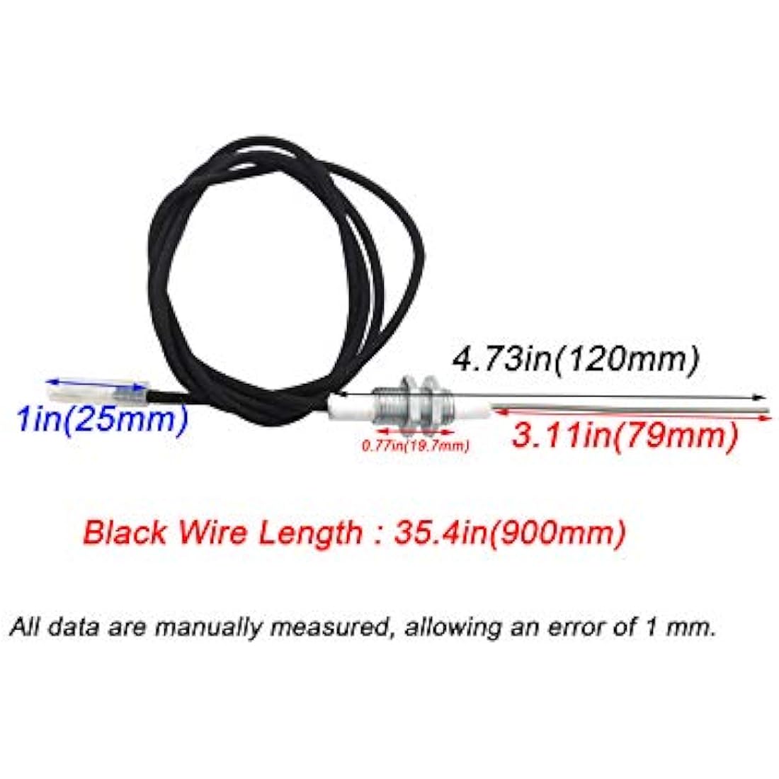 METER STAR Grill Igniter Kit AA Battery Two Exits with Spark Plug Wire Length 1 Meters Long (Two Electrodes)
